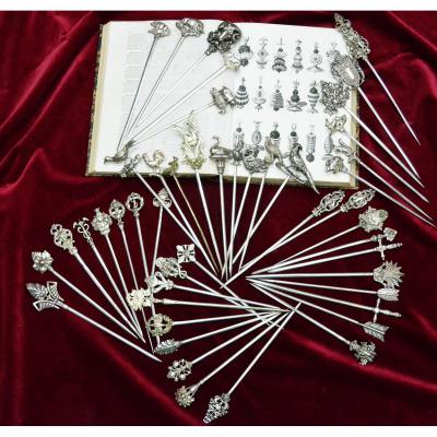 47 Hâtelets Silver Plated Skewers Ornamental Dishes