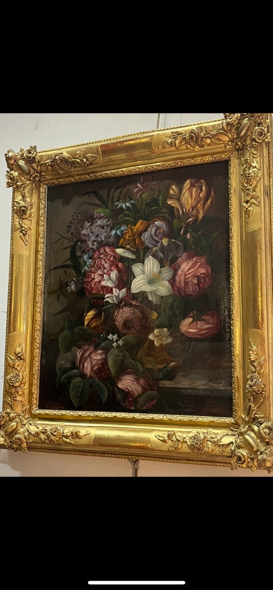 Tableau  "bouquet De Fleurs" De Perrin Isidore  (19e- Grenoble)-photo-3