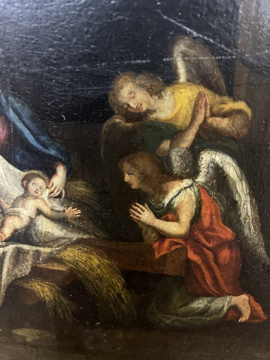 TABLEAU   " LA NATIVITE"  FIN 17e - DEBUT 18e     ECOLE ESPAGNOLE-photo-2