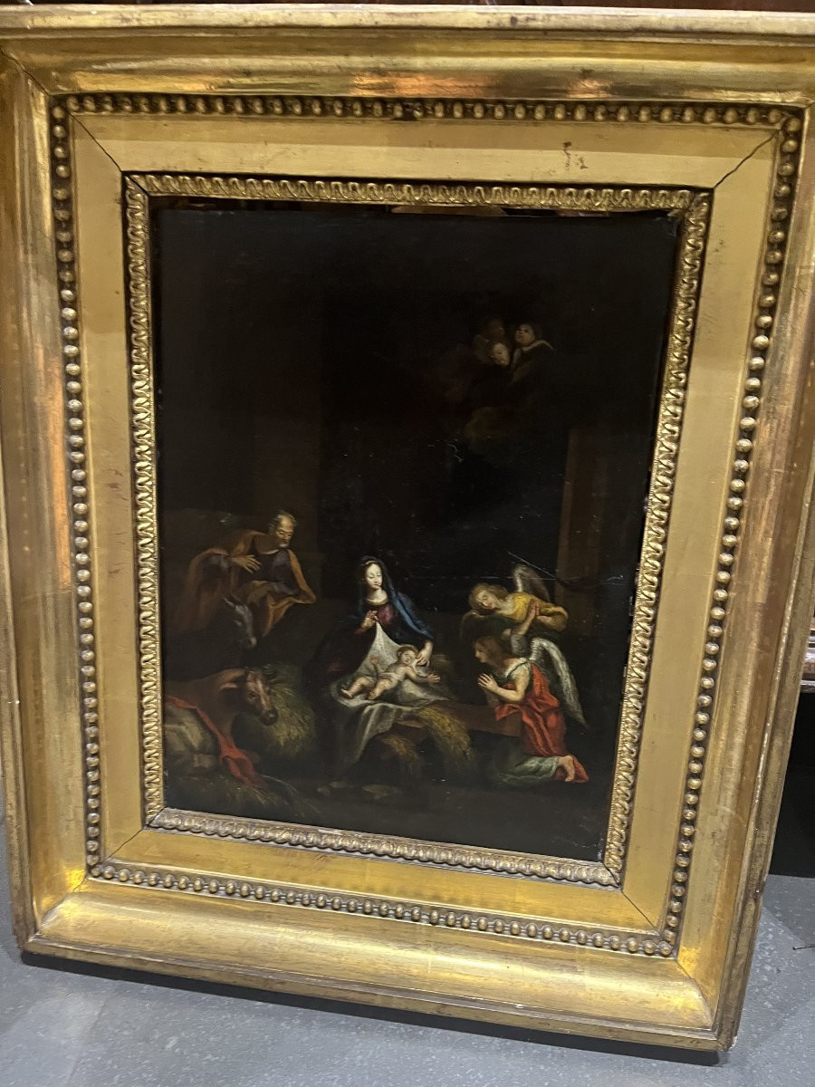 TABLEAU   " LA NATIVITE"  FIN 17e - DEBUT 18e     ECOLE ESPAGNOLE-photo-4