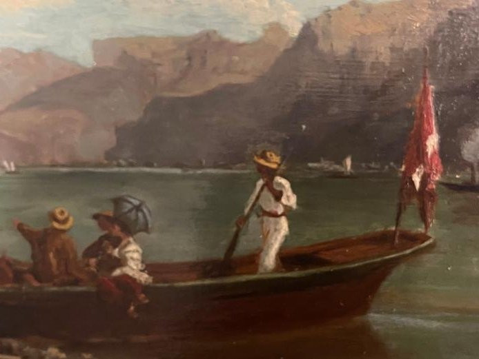 Painting Lake Leman Chillon Castle Late 19th Century By Auguste Legras-photo-3
