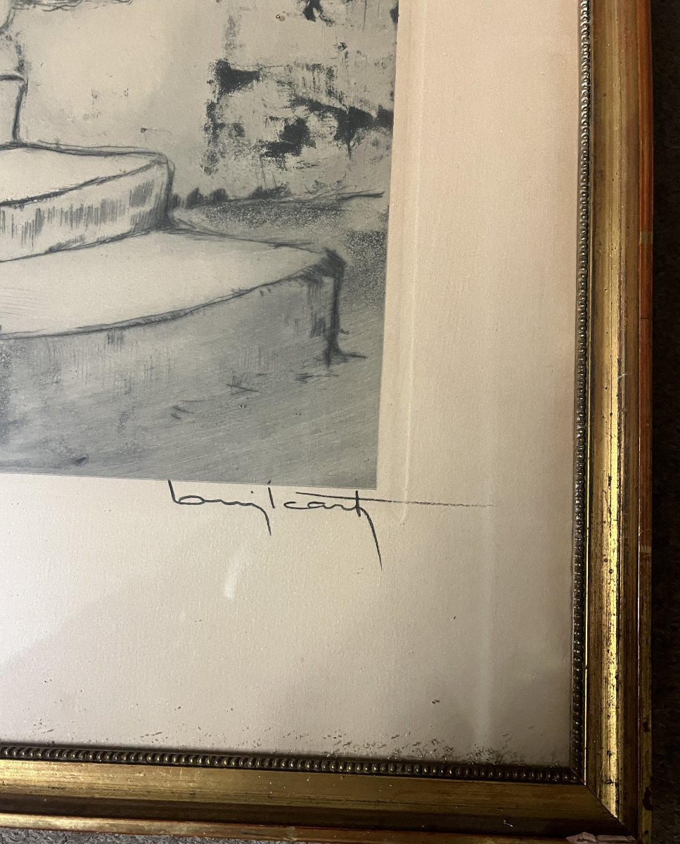 LOUIS ICART GRAVURE   " FEMME AU CHAT"-photo-2