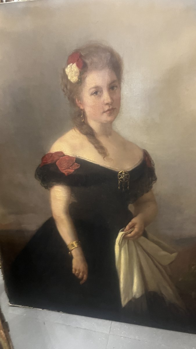 GRAND PORTRAIT DE JEUNE FEMME BOURGEOISE