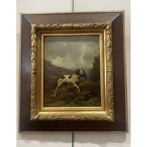 CHIEN DE CHASSE AVEC SA PROIE DE THEODORE LEVIGNE (1848-1912)