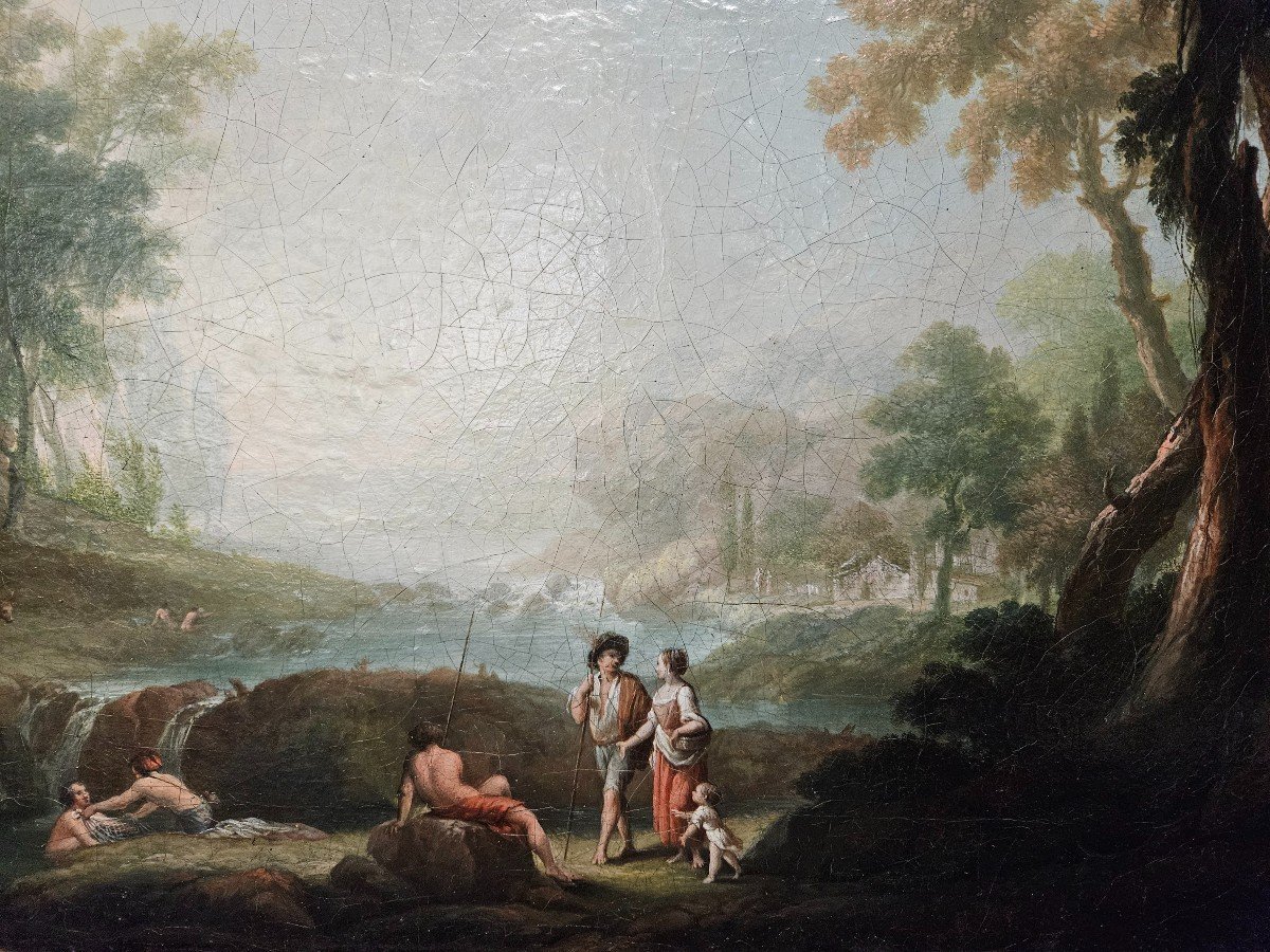  Paysage Fluvial Animé Attribué A Jean Baptiste Lallemand Dijon 1716 Paris 1803-photo-3