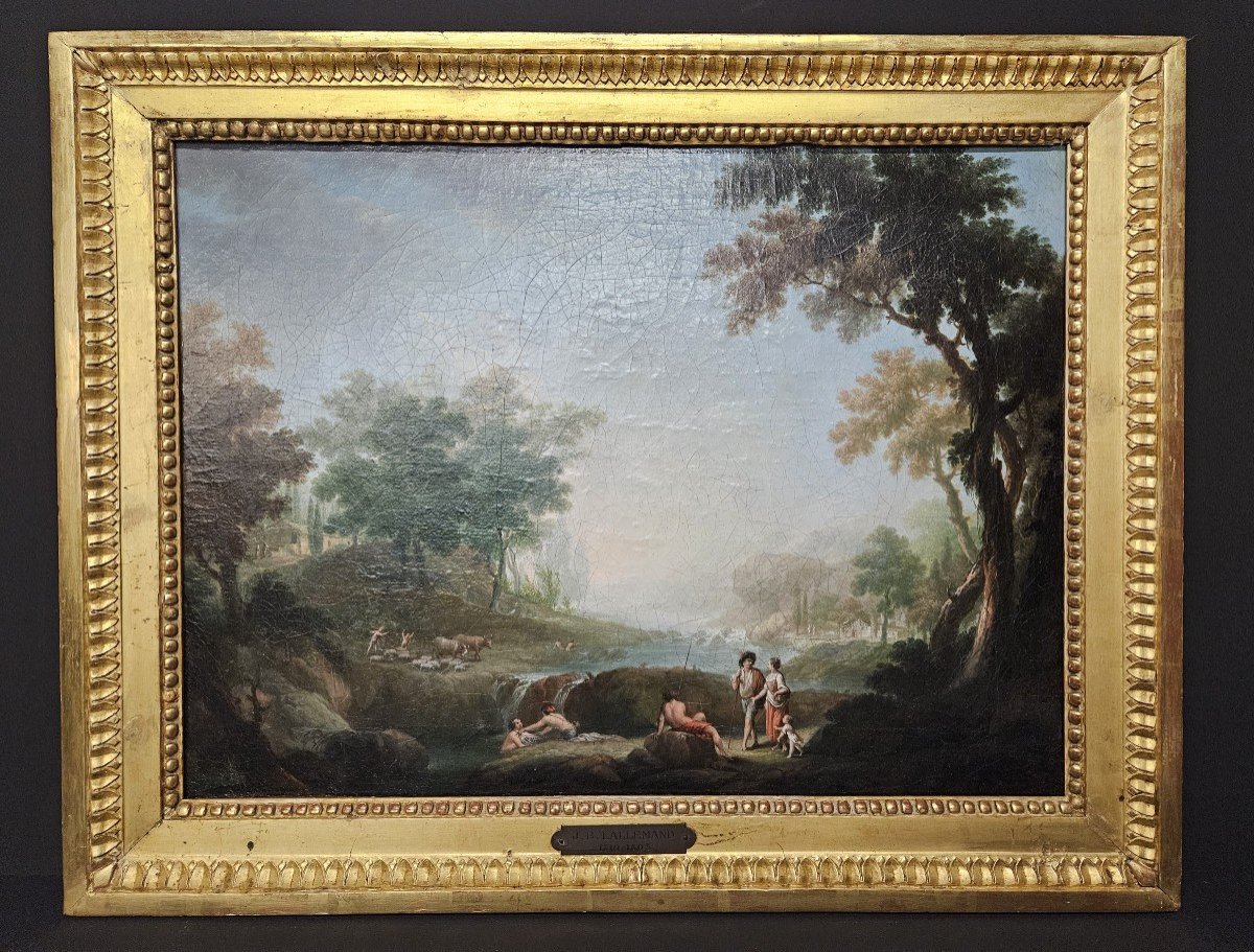  Paysage Fluvial Animé Attribué A Jean Baptiste Lallemand Dijon 1716 Paris 1803