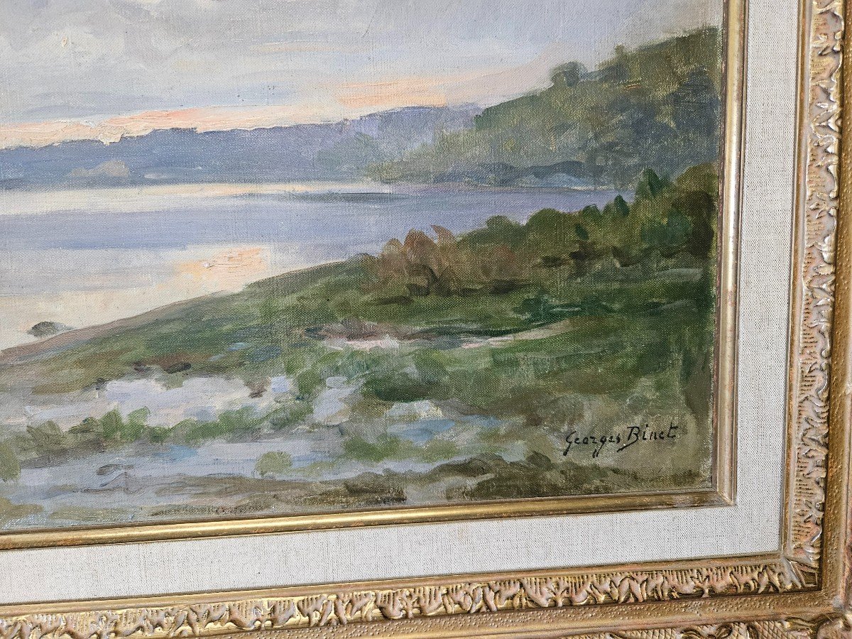 Georges Binet Le Havre 1865 Toulon 1949 Paysage En bord de Seine-photo-3