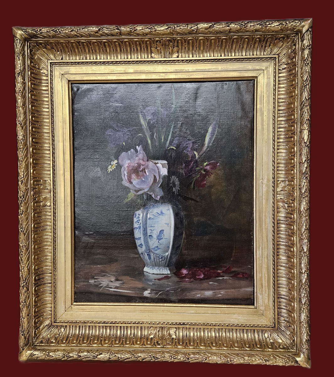 AUGUSTE DE LA BRELY 1838 1906 BOUQUET DE FLEURS