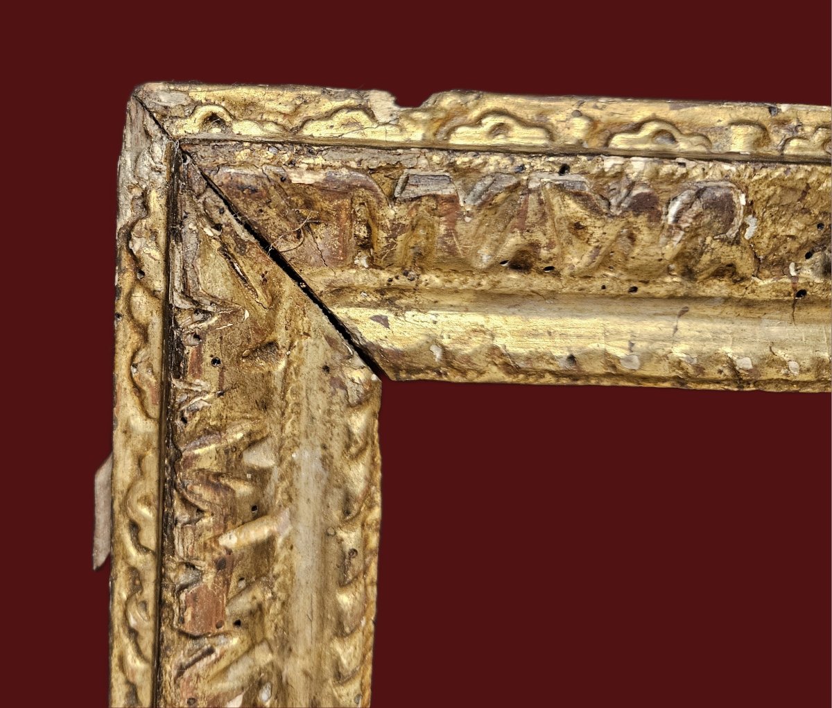 CADRE EN BOIS Doré ET Sculpté DU XVIIème Siècle-photo-3