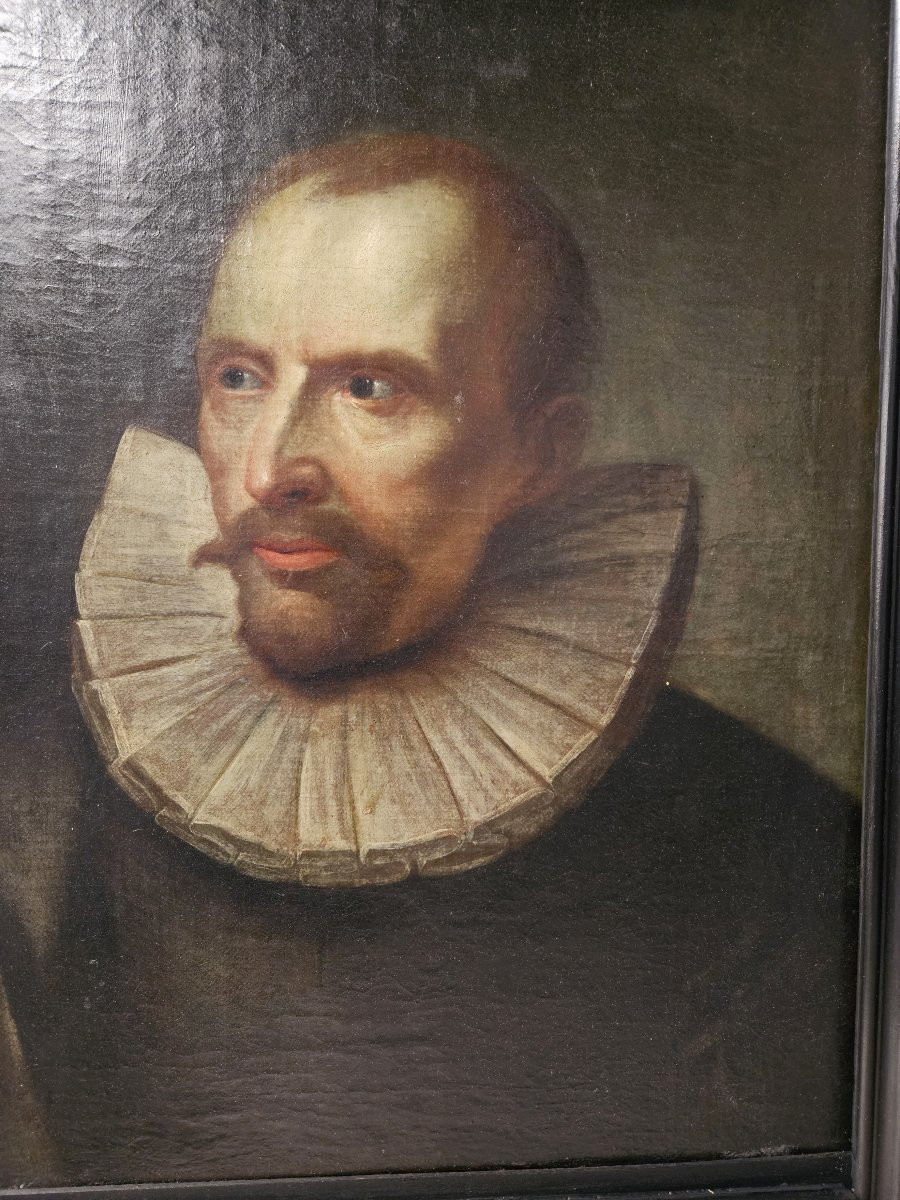 ECOLE DU NORD DU XVIIème SIECLE PORTRAIT D'HOMME A LA FRAISE-photo-2