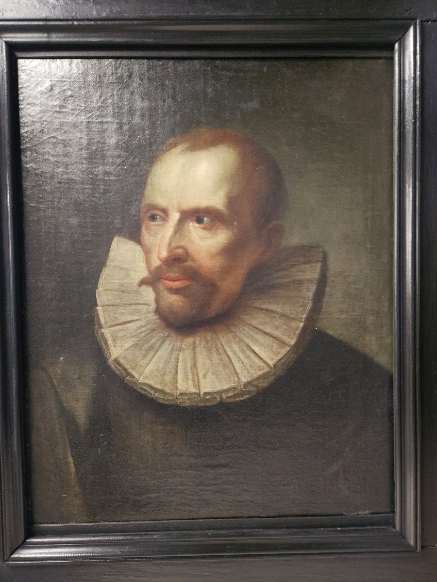 ECOLE DU NORD DU XVIIème SIECLE PORTRAIT D'HOMME A LA FRAISE-photo-3