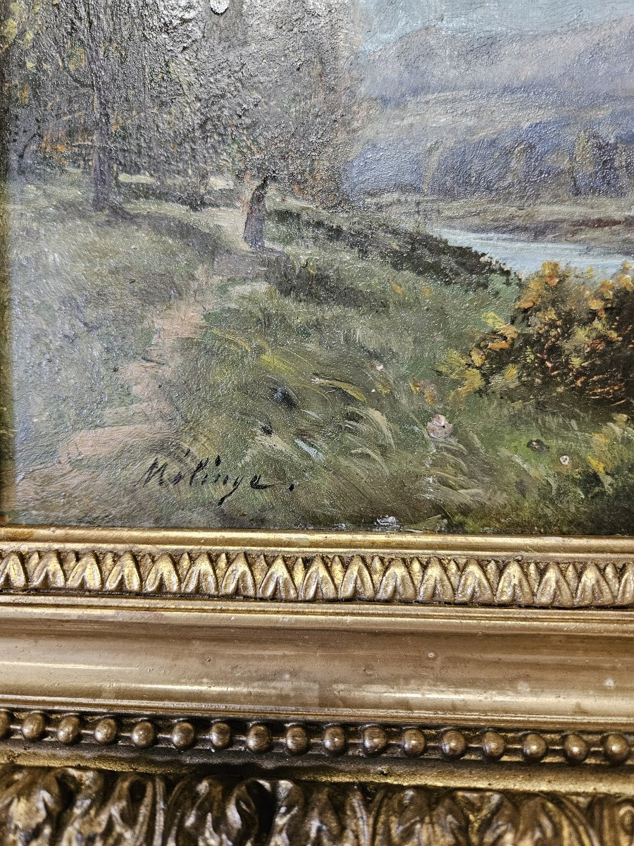 River Landscape 19th Century French School-photo-3