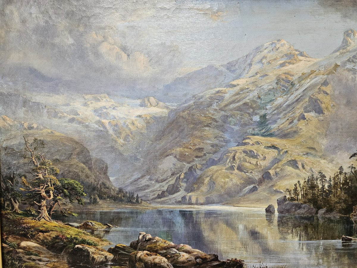 Mountain Lake In The Mist 19th Century-photo-2