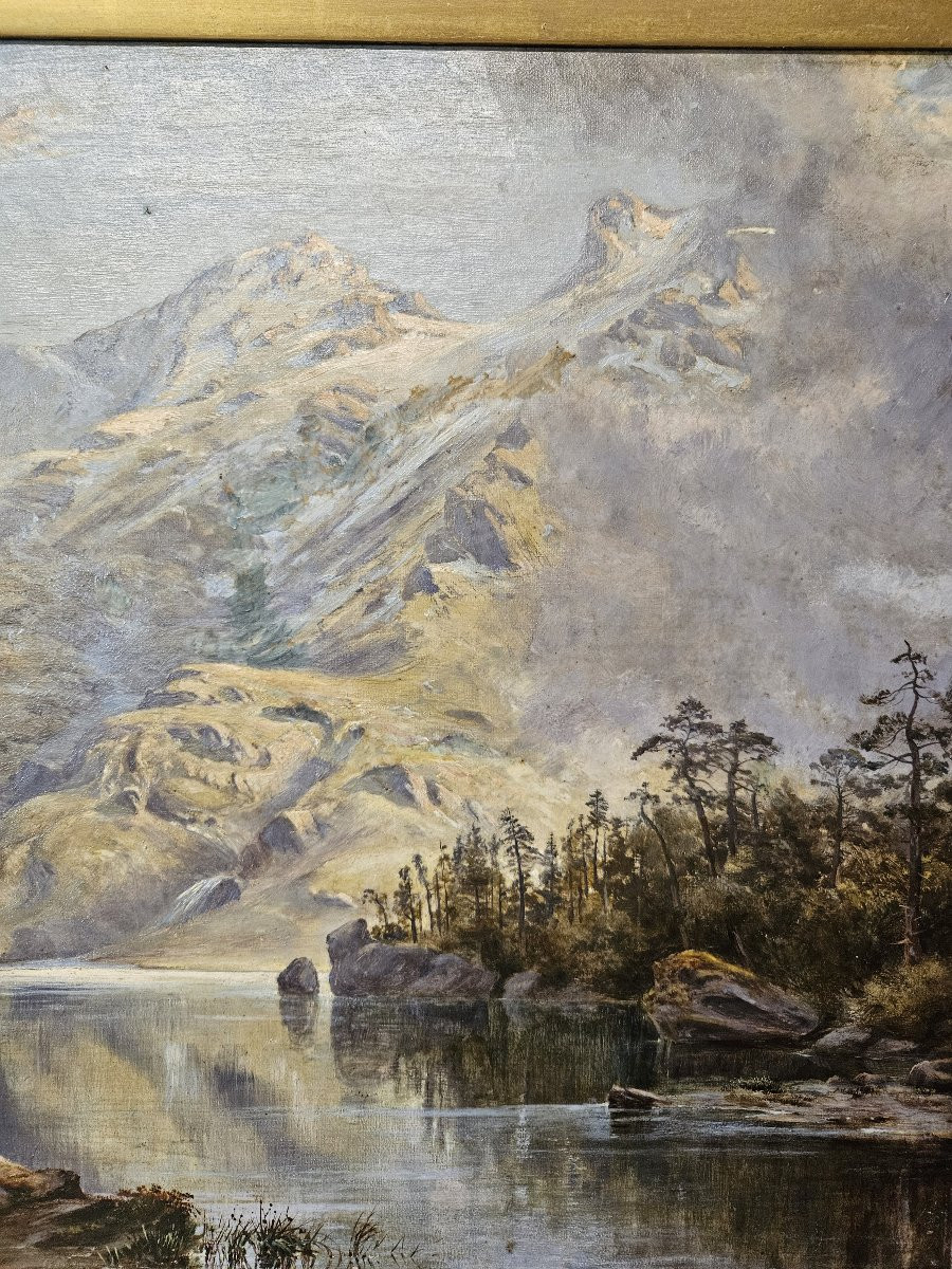 Mountain Lake In The Mist 19th Century-photo-3