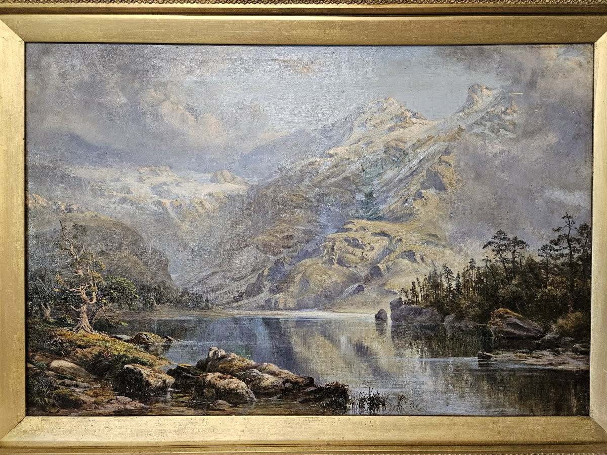 Mountain Lake In The Mist 19th Century-photo-4