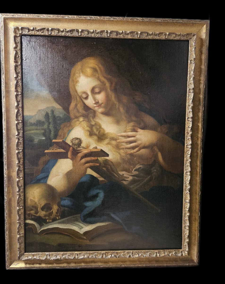 Large Painting Of The Penitent Mary Magdalene, 17th Century Baroque School