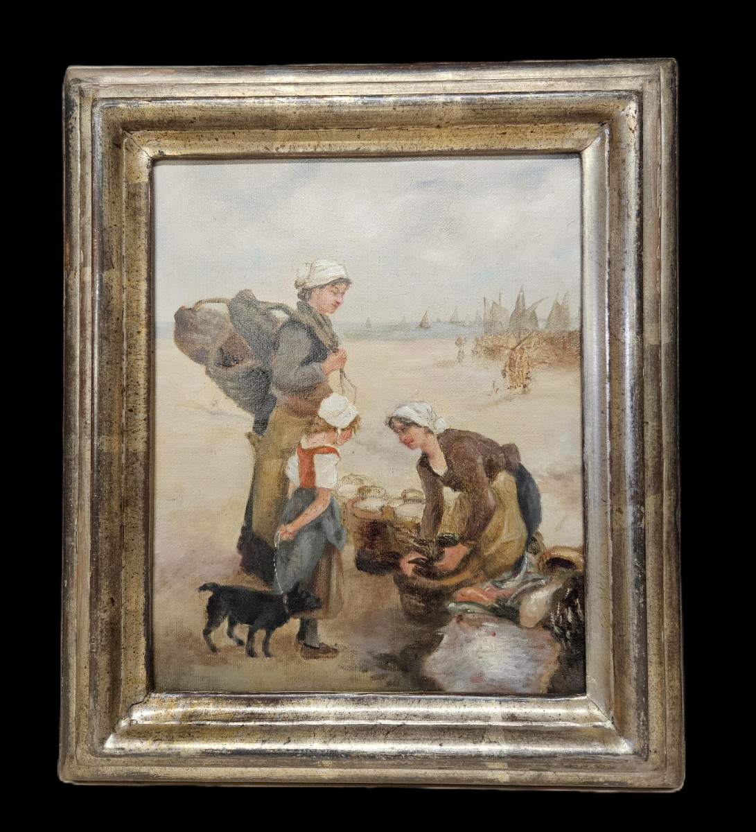 Retour De Pêche Sur La Grève Ecole Française Du XIXème Siècle