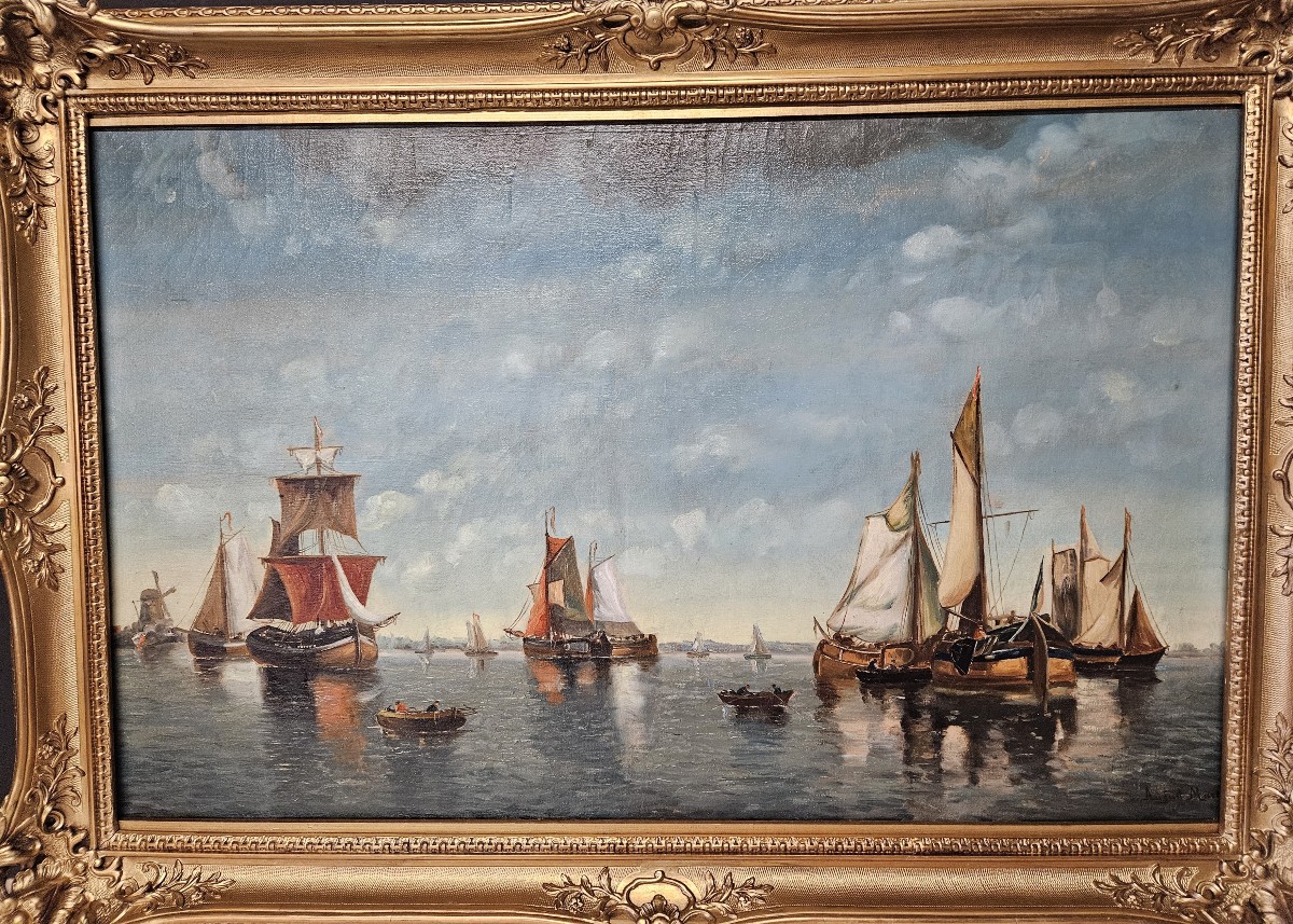 MARINE PAR AUGUSTE MUSIN XIXème siècle-photo-2