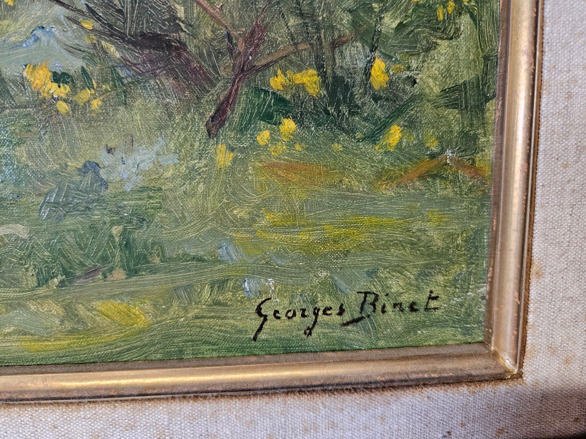 Georges Binet 1865-1940 Shepherdess And Her Flock In A Flowering Landscape-photo-4