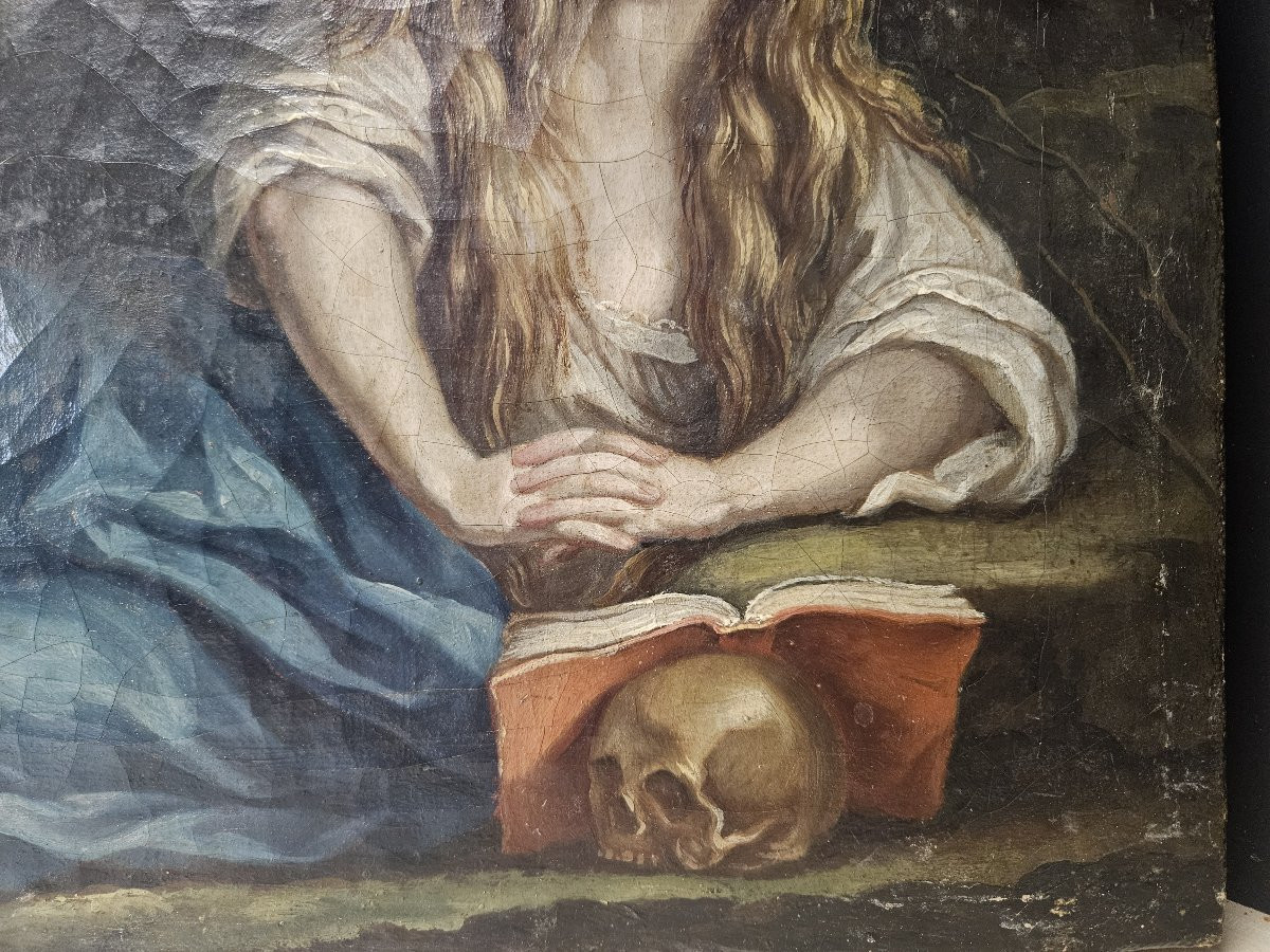 MARIE MADELEINE PENITENTE HUILE SUR TOILE DU XVIIIème SIECLE-photo-4