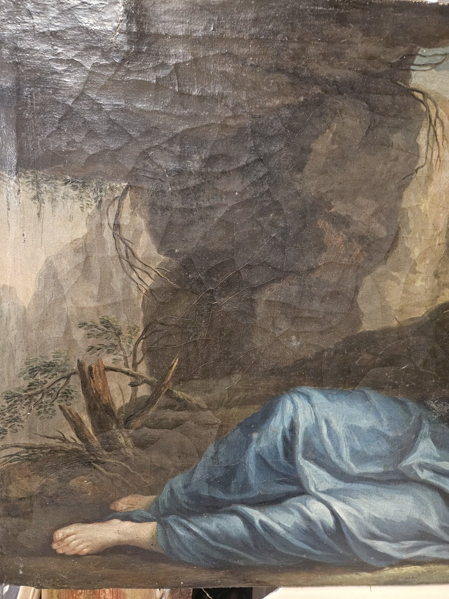 MARIE MADELEINE PENITENTE HUILE SUR TOILE DU XVIIIème SIECLE-photo-2