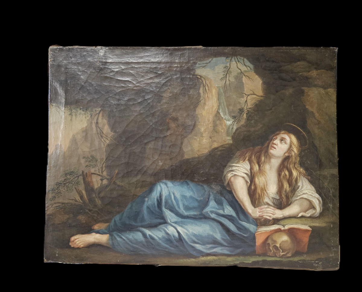MARIE MADELEINE PENITENTE HUILE SUR TOILE DU XVIIIème SIECLE