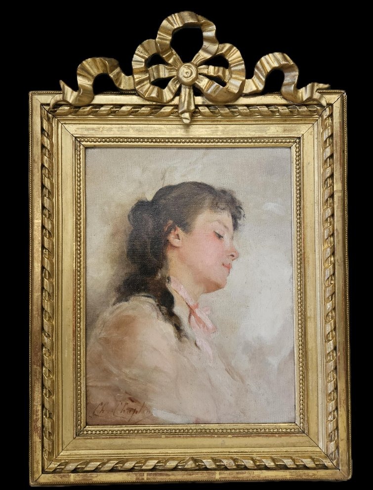 Charles Chaplin 1825 1891 Portrait Of A Young Girl In Profile
