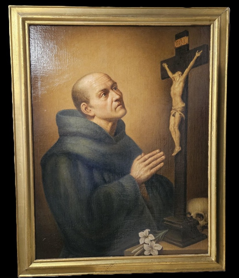 ECOLE FRANCAISE OU ESPAGNOLE FIN XVIIIème SIECLE SAINT FRANCISCAIN EN PRIERE DEVANT LE CRUCIFIX