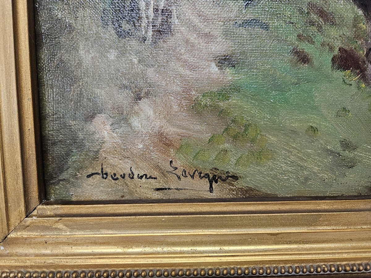 THEODORE LEVIGNE 1848 1912 CHEMIN DE HALAGE AU BORD DE LA RIVIERE-photo-3