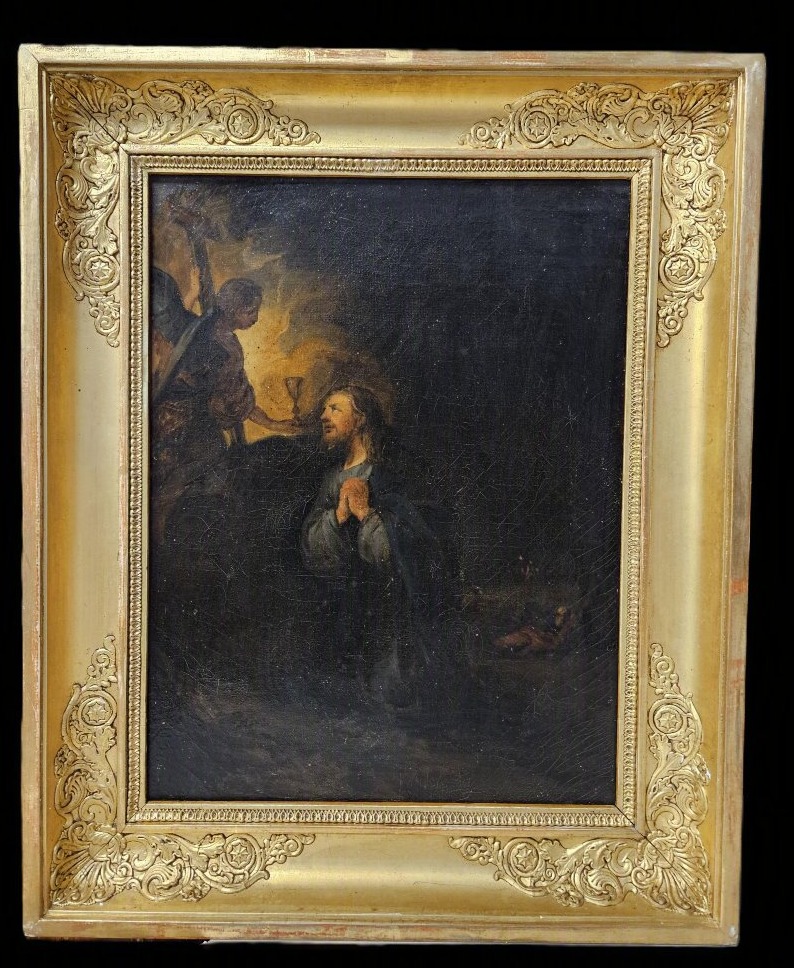 LE CHRIST AU JARDIN DES OLIVIERS HUILE SUR TOILE DEBUT  XIXème