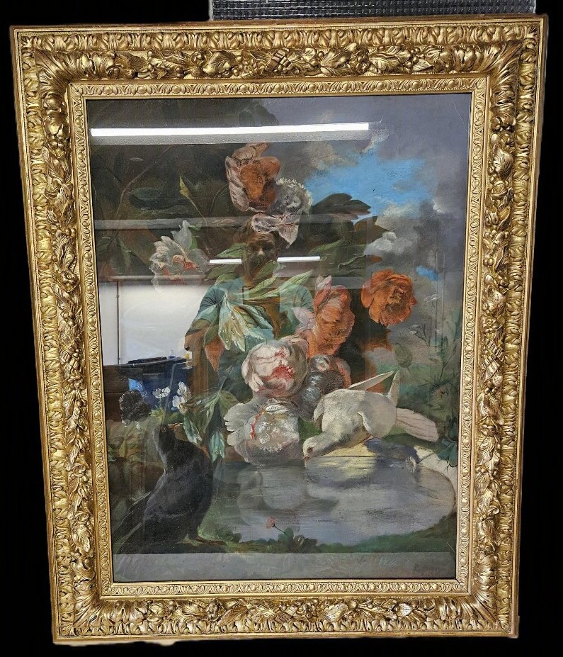 ECOLE FRANCAISE DU XIX  IMPORTANTE NATURE MORTE AUX COLOMBES-photo-2