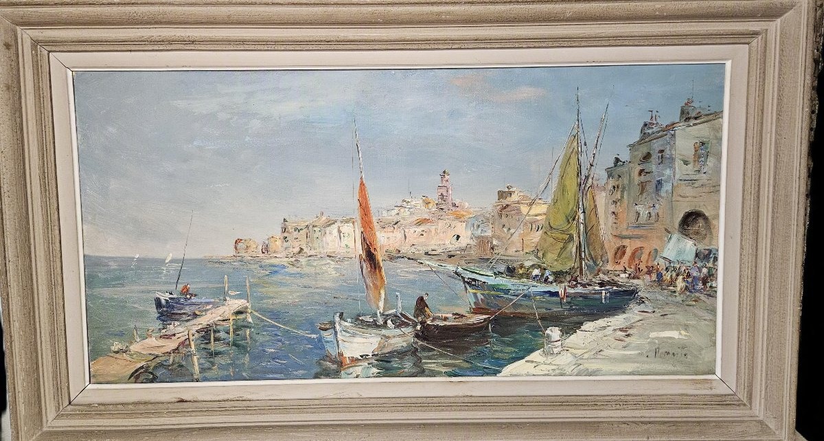 ECOLE FRANCAISE DU XXème SIECLE VUE DU VIEUX PORT DE SAINT TROPEZ