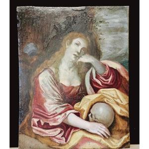  Mary Magdalene Penitent Oil On Copper From The 17th Century 