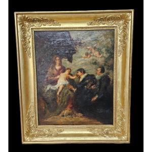 Ecole Ancienne Vierge à l'Enfant présenté à des donateurs