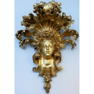 Console Wood Gold Applique Early XIXth Century