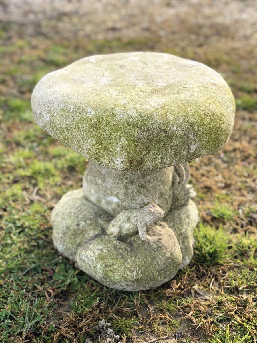 Stone Table With Two Stools From The 60s-photo-3