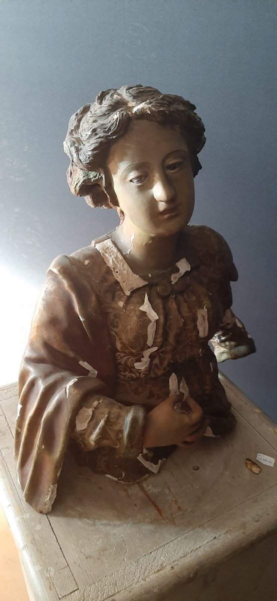 Small Sculpture In Wood And Plaster From The Eighteenth Century-photo-2