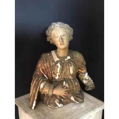 Petite Sculpture En Bois Et Plâtre Du XVIIIe Siècle