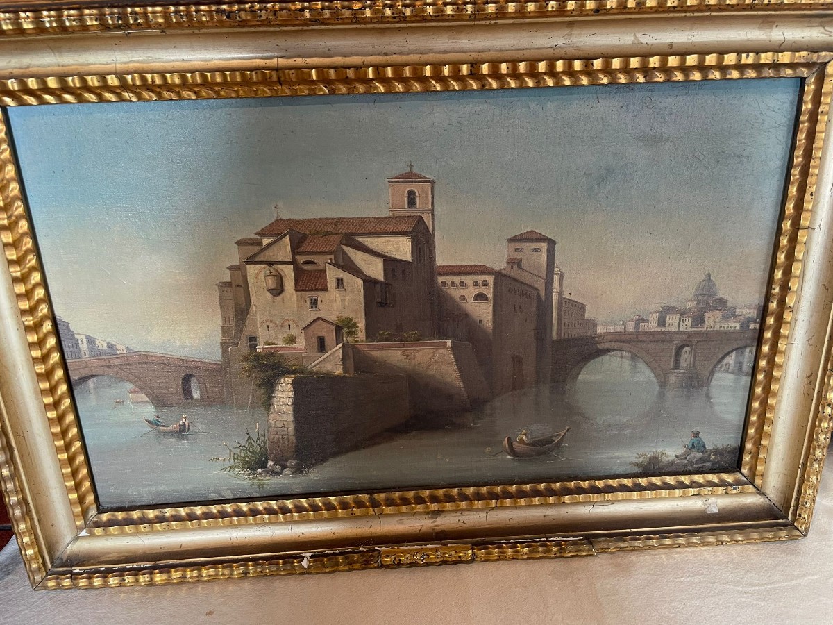 TABLEAU DE L'ILE TIBERINE ROME-photo-2