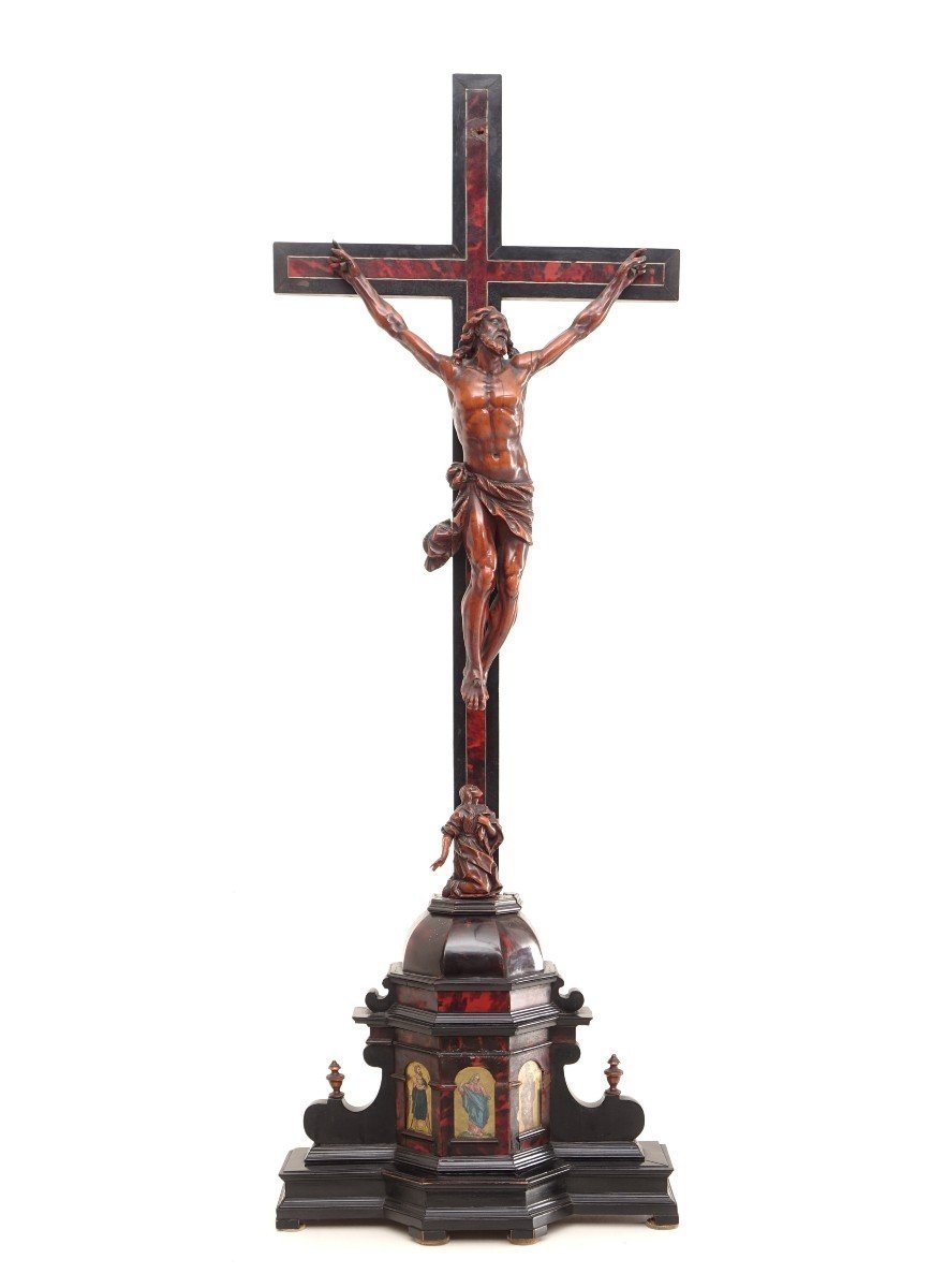 Crucifix En Buis Et écaille De Tortue-photo-2