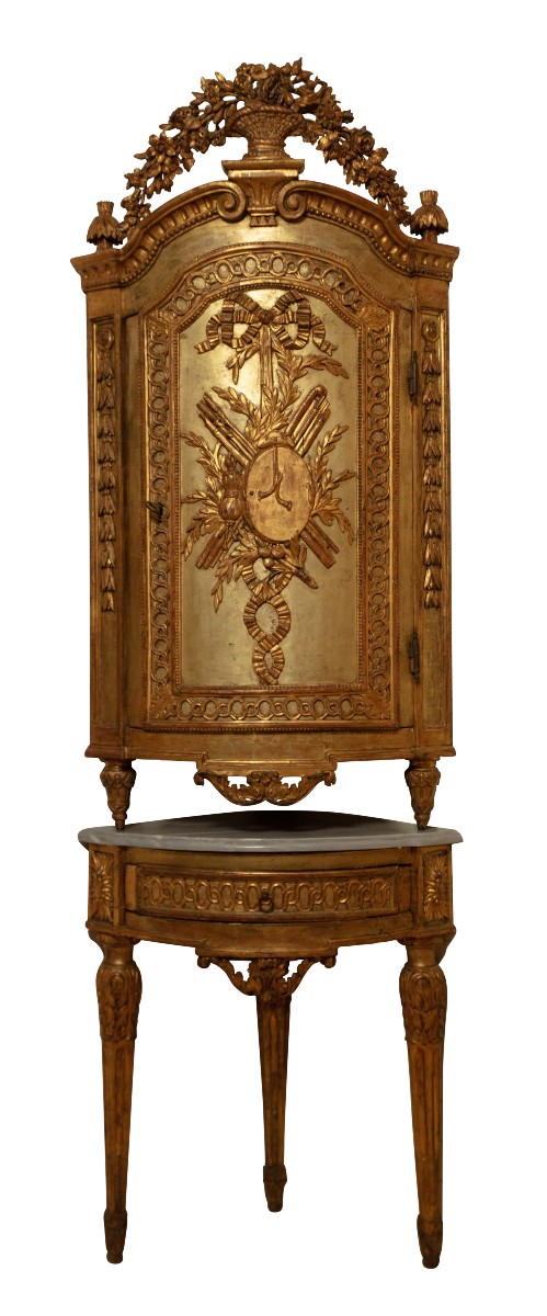 Pair Of Gilded Wooden Corner Pieces-photo-2
