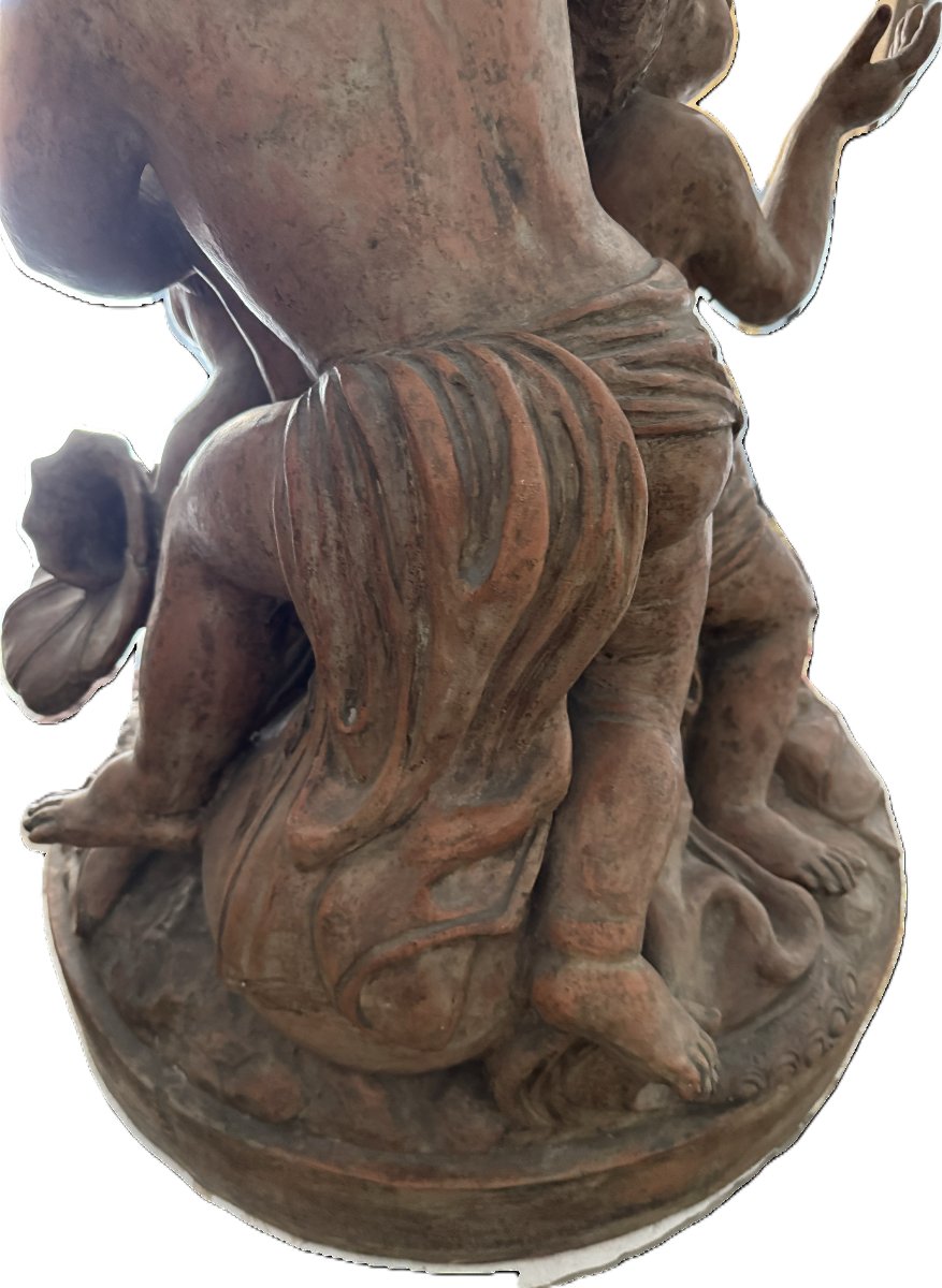 Grand groupe de putti en terre cuite -photo-4