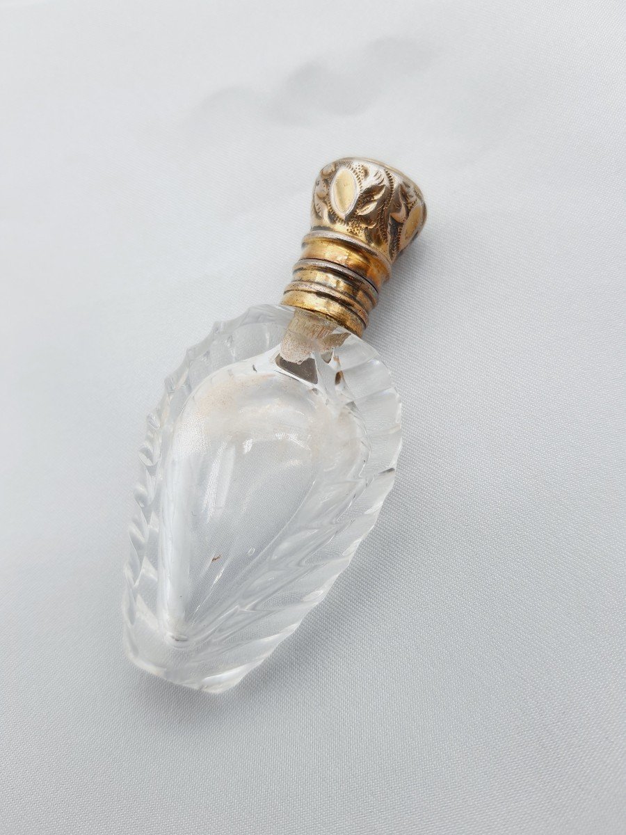 Cut Crystal And Silver Miniature Salt Flask