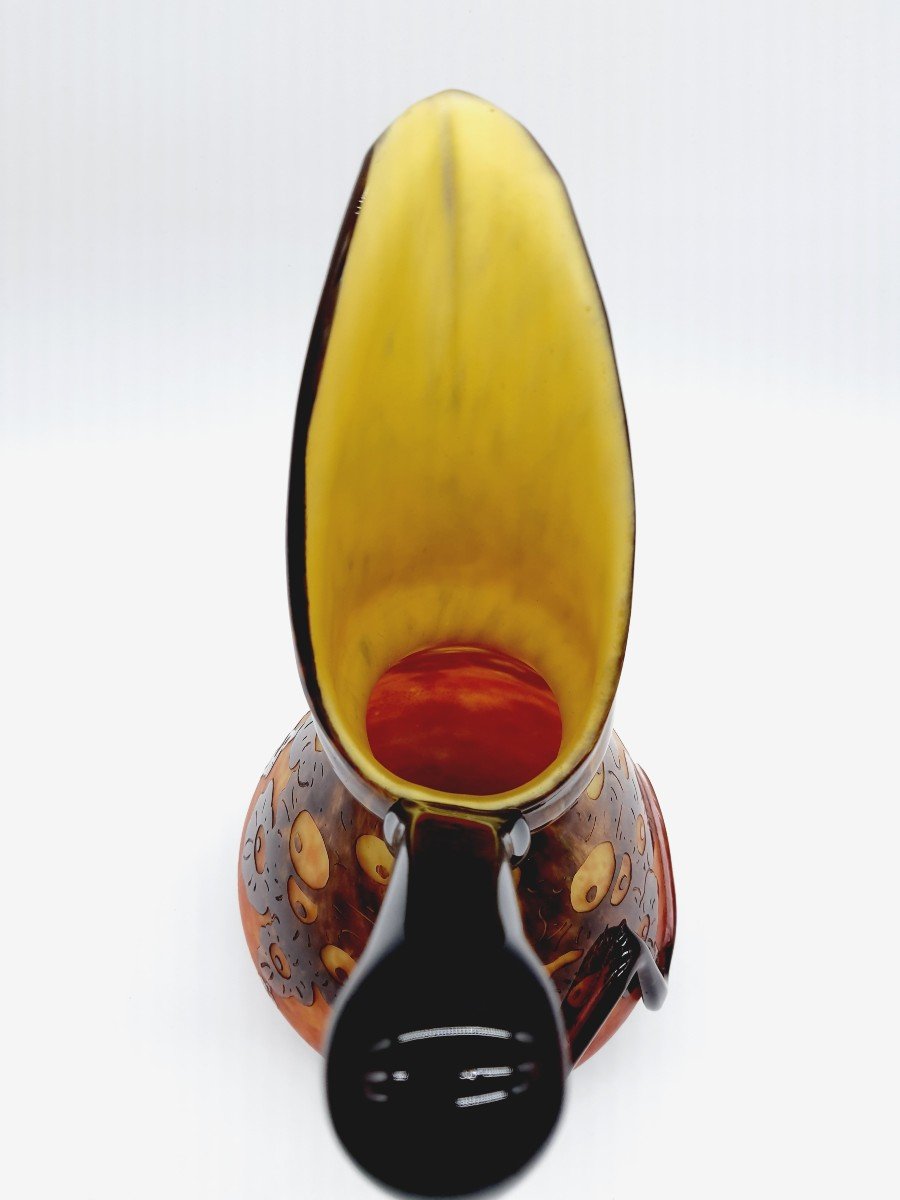 Le verre français important pichet modèle   "chênes"   1922-1925-photo-4