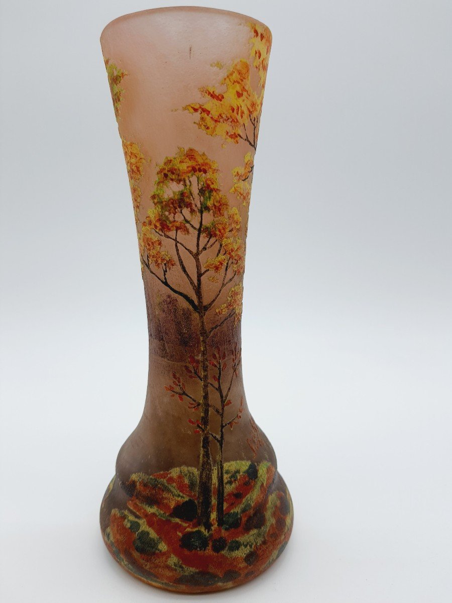Vase édition Edmond Etling Signé Richard Verre Multicouche Gravé à l'Acide-photo-6