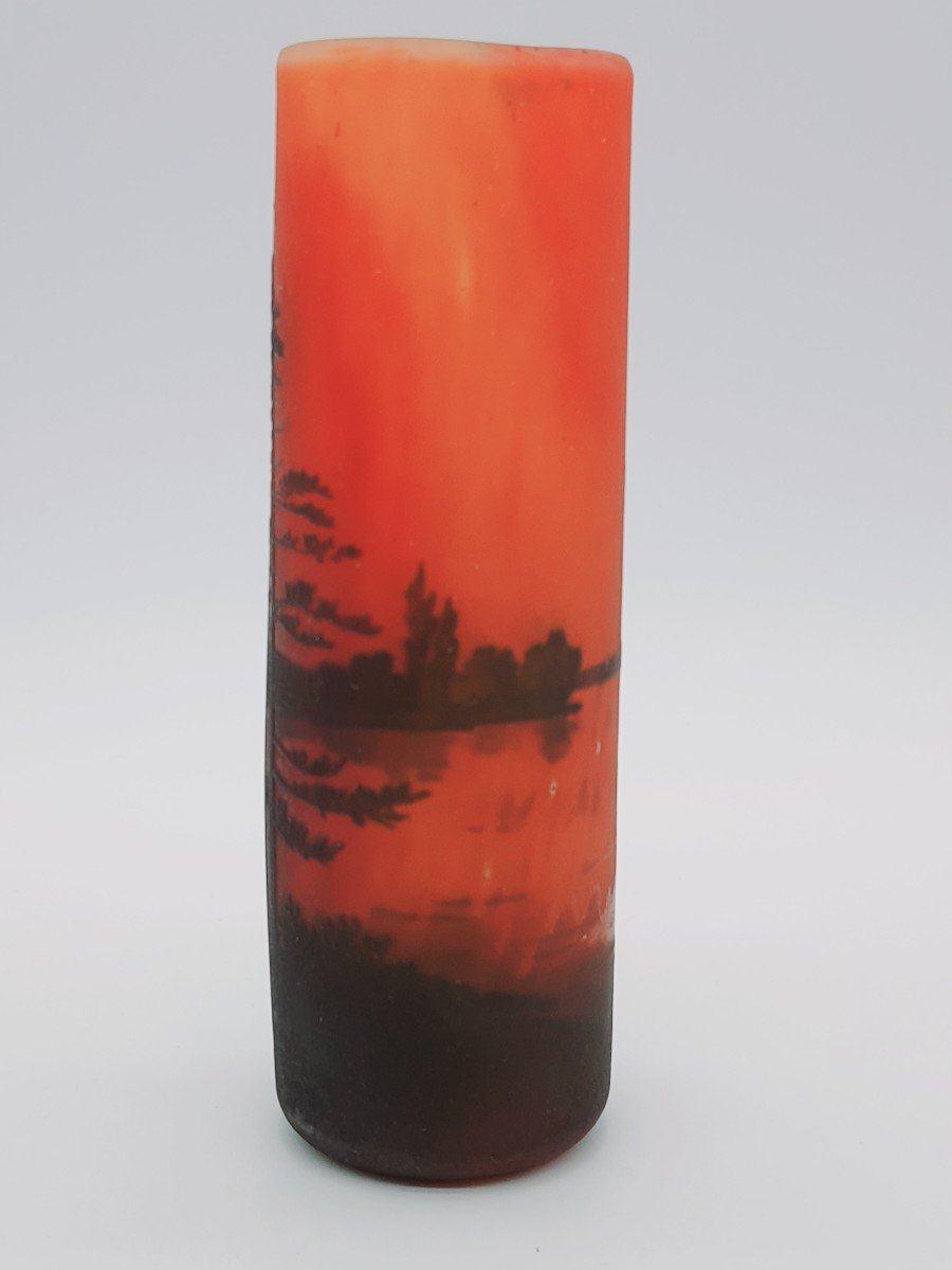 Daum Vase Roll Shape, Triangular Neck Acid-clear Decor-photo-2