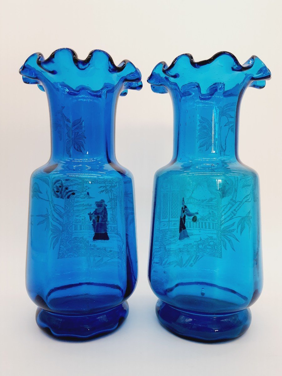 Véritable Paire De Vases Legras Décor émaillé Japonisant Fin XIXe Début XXe-photo-4