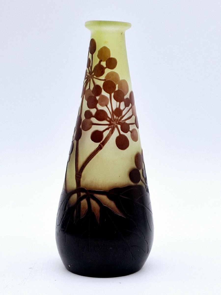 Vase Gallé décor Ombelle dominante marron-photo-3