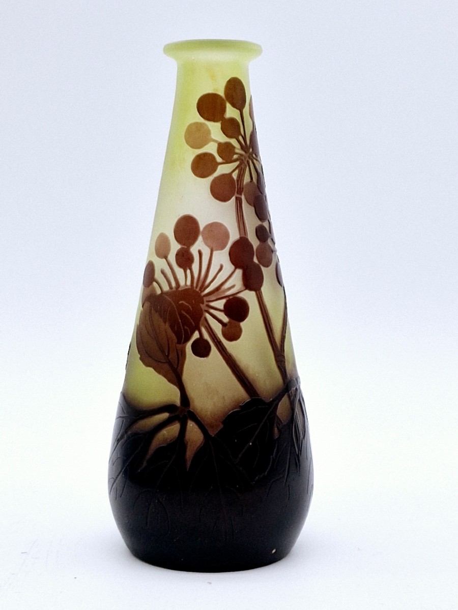Vase Gallé décor Ombelle dominante marron