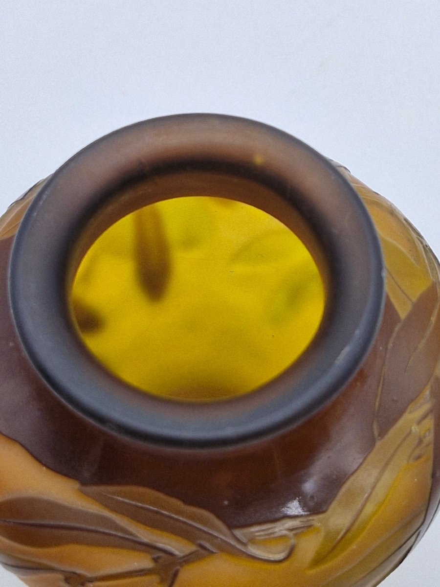 Gallé Vase Decorated With Olives And Olive Leaves-photo-3
